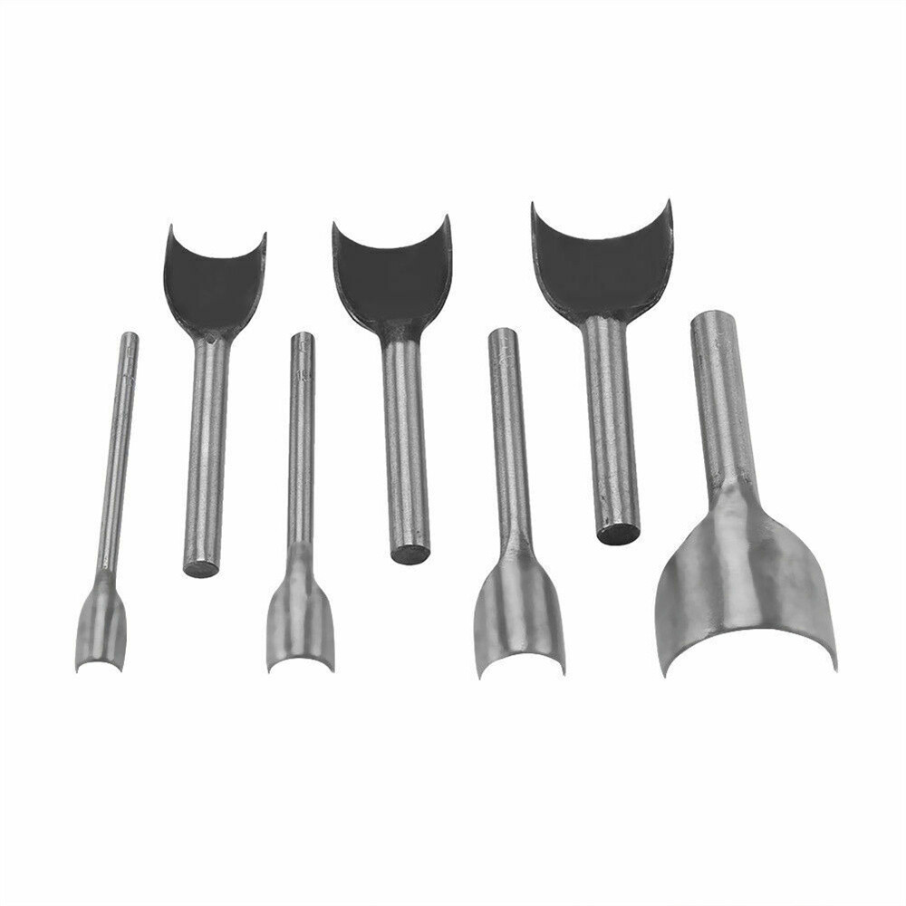 7Pcs Half-Round Leather Craft Cutter Punch Strap Kit Tools Set Belt Wallet DIY