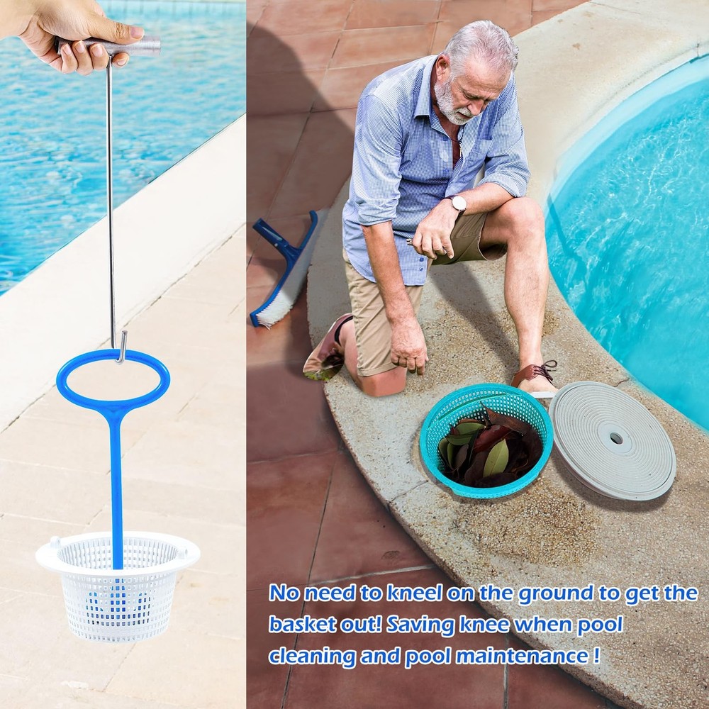 2 Sets Universal Pool Skimmer Basket Handle Hook for Inground Pools