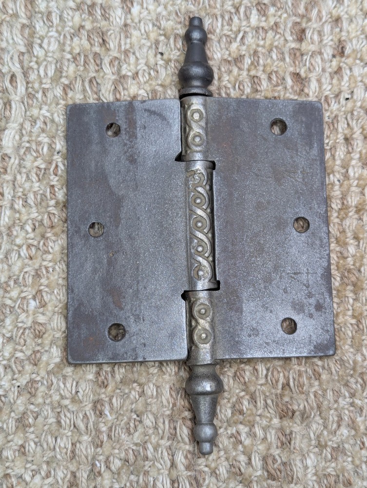 4" x 4" Antique Decorative Cast Iron Steeple Tip Hinge