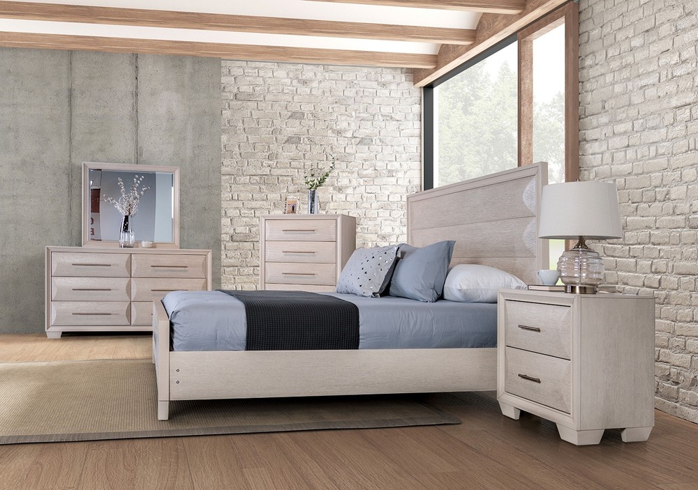 Transitional Style White Oak Finish 1pc Queen Size Bed Set