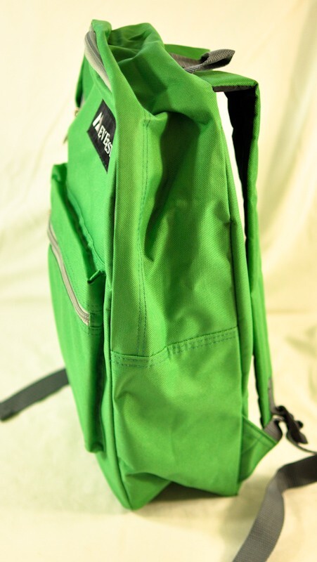 Everest backpack green light padded straps zippered pockets strong polyester