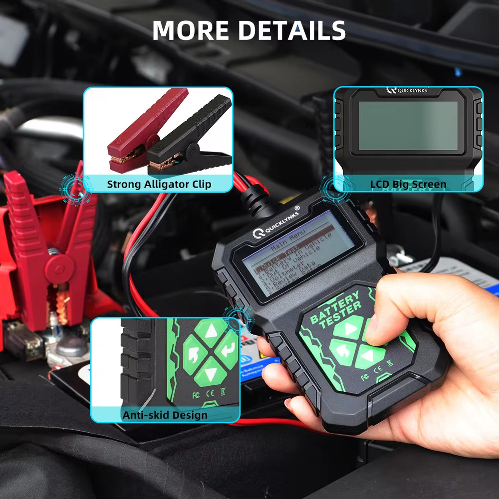 QUICKLYNKS 12V Car Battery Load Tester Charging System Analyzer 2000CCA BA107