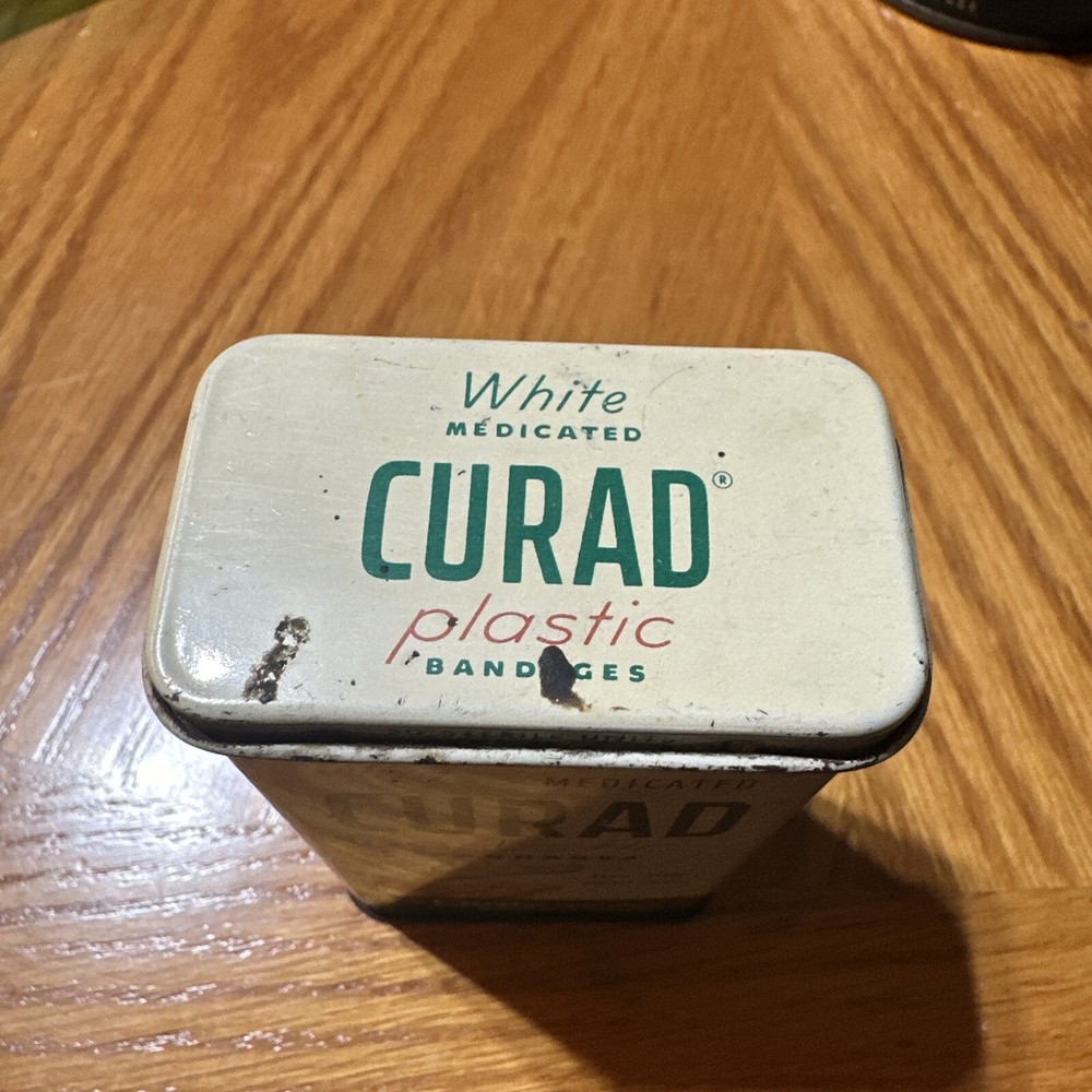 Vintage Curad Plastic Bandages Empty Metal Tin