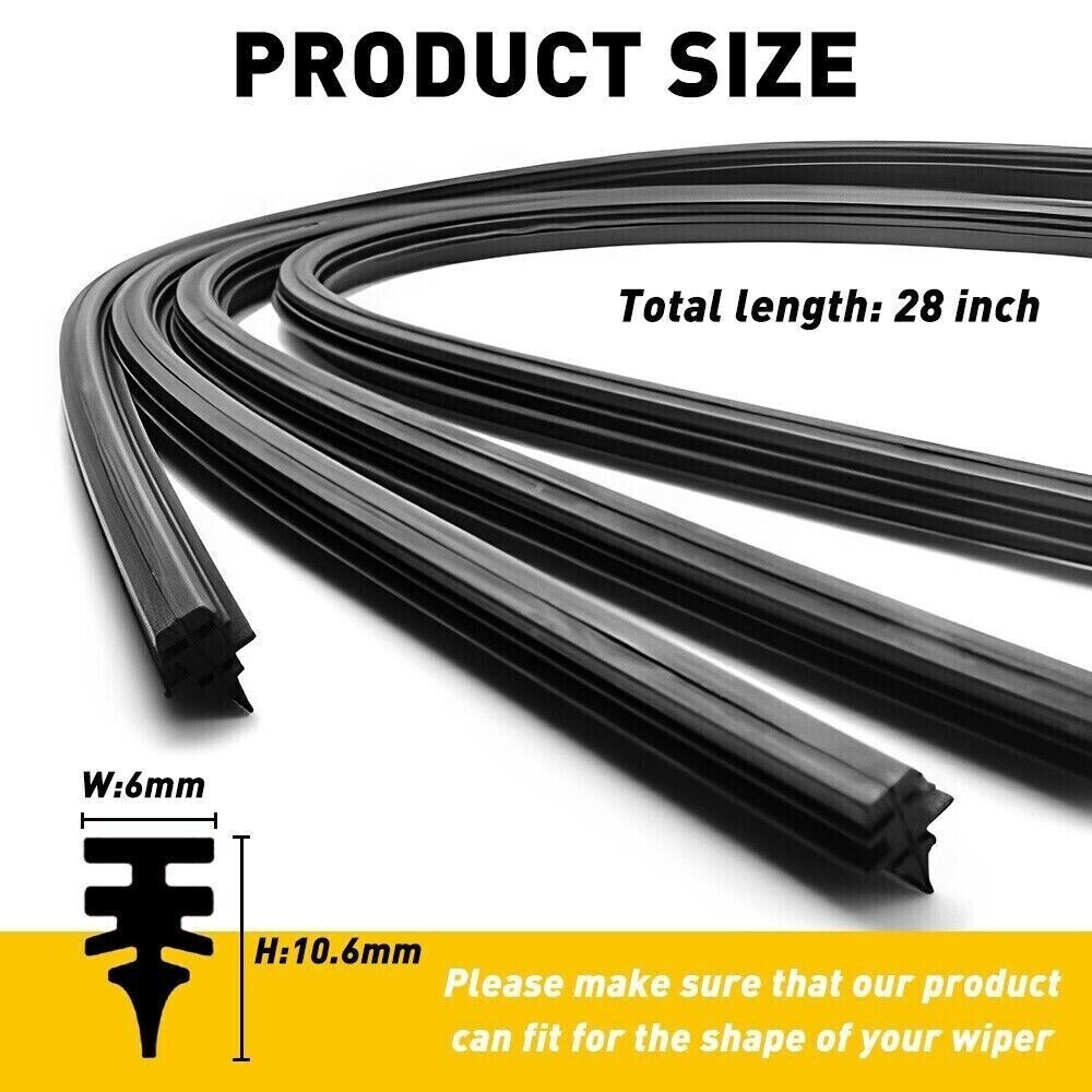 4PCS Car Windshield Wiper Blades Refills 28" Adjustable Size For Universal Repla