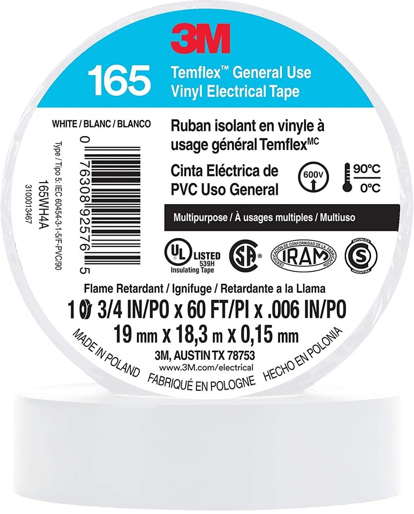 3M - 165WH4A - White - (Pack of 5)