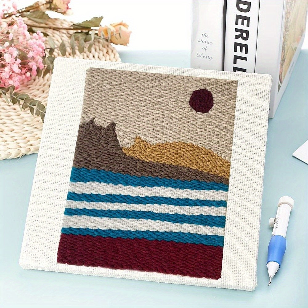 2pcs Punch Needle Frame Covered with Cloth for Craft Stitching Applique