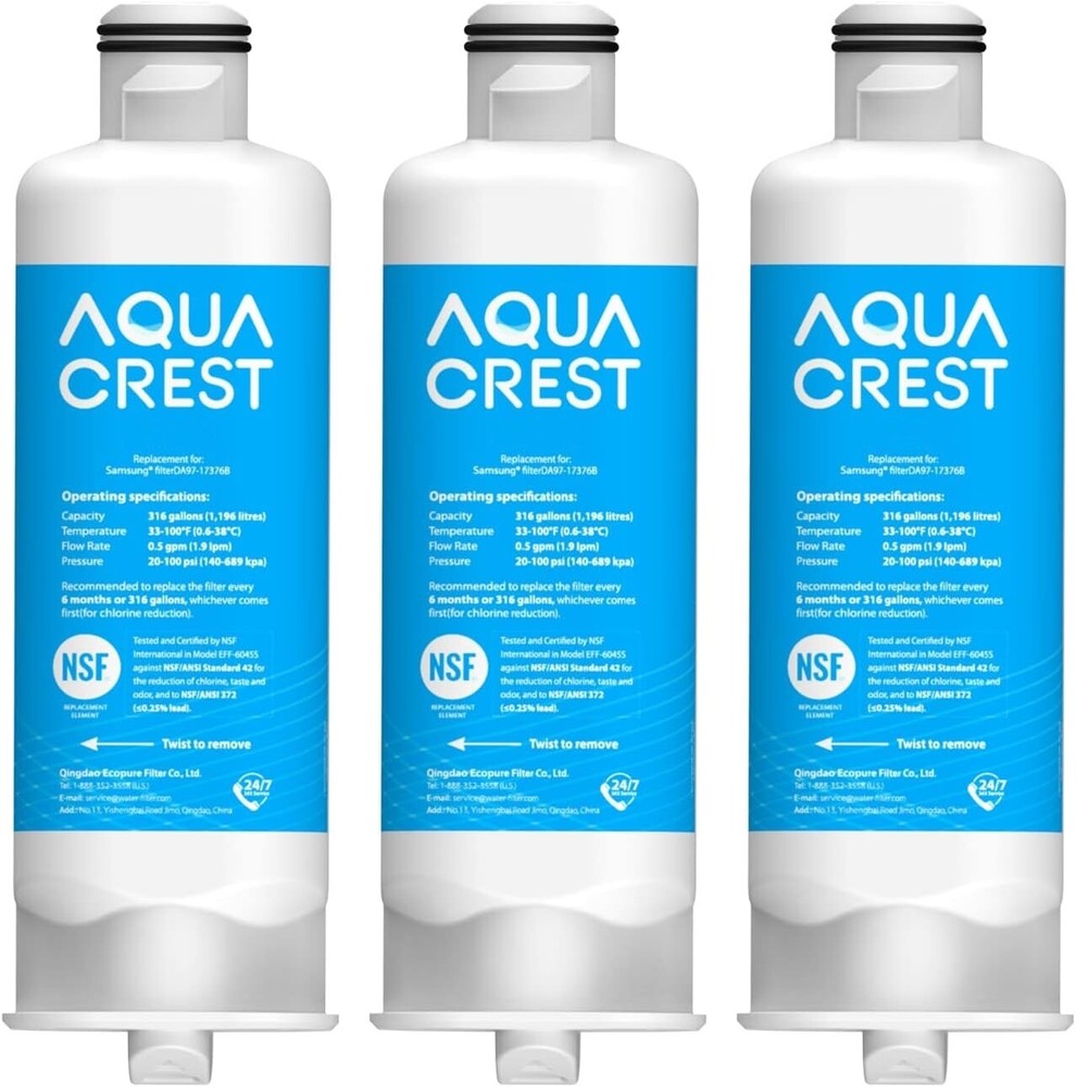 AQUA CREST AQF-DA97-17376B Water Filter | Replacement for Samsung, 3-Pack