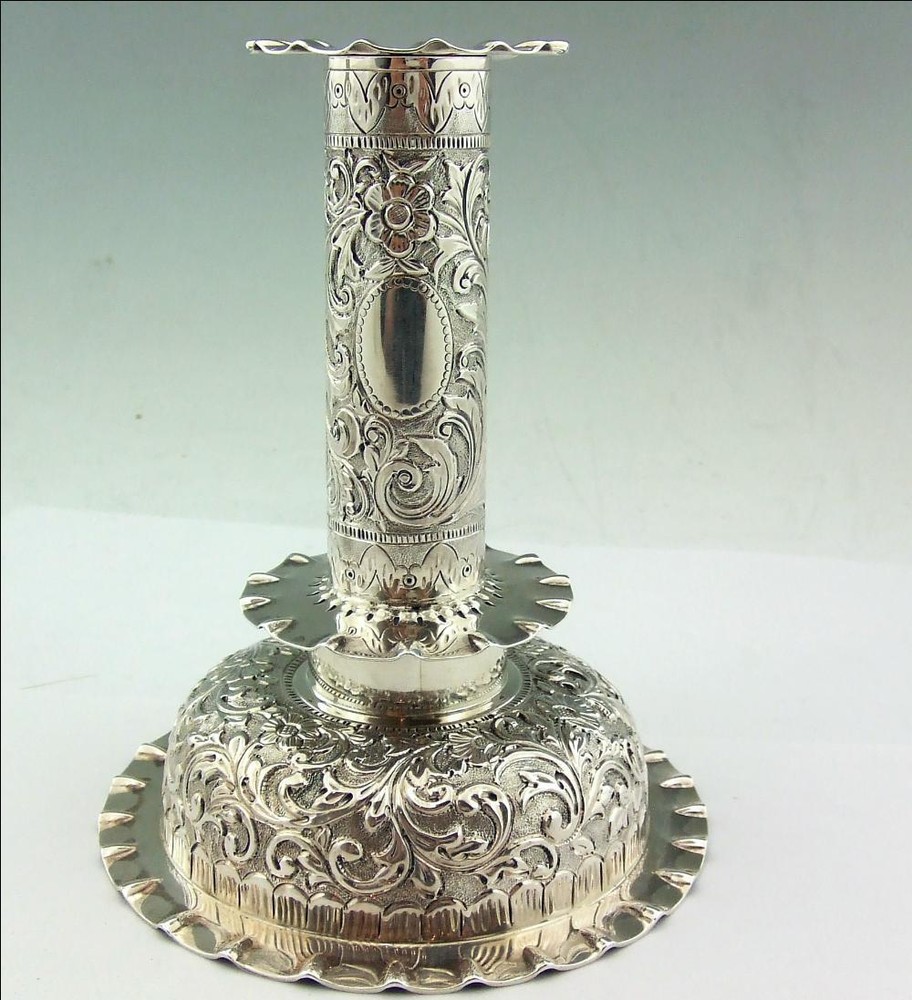 ANTIQUE SILVER CANDLESTICKS HUKIN & HEATH,VICTORIAN PAIR