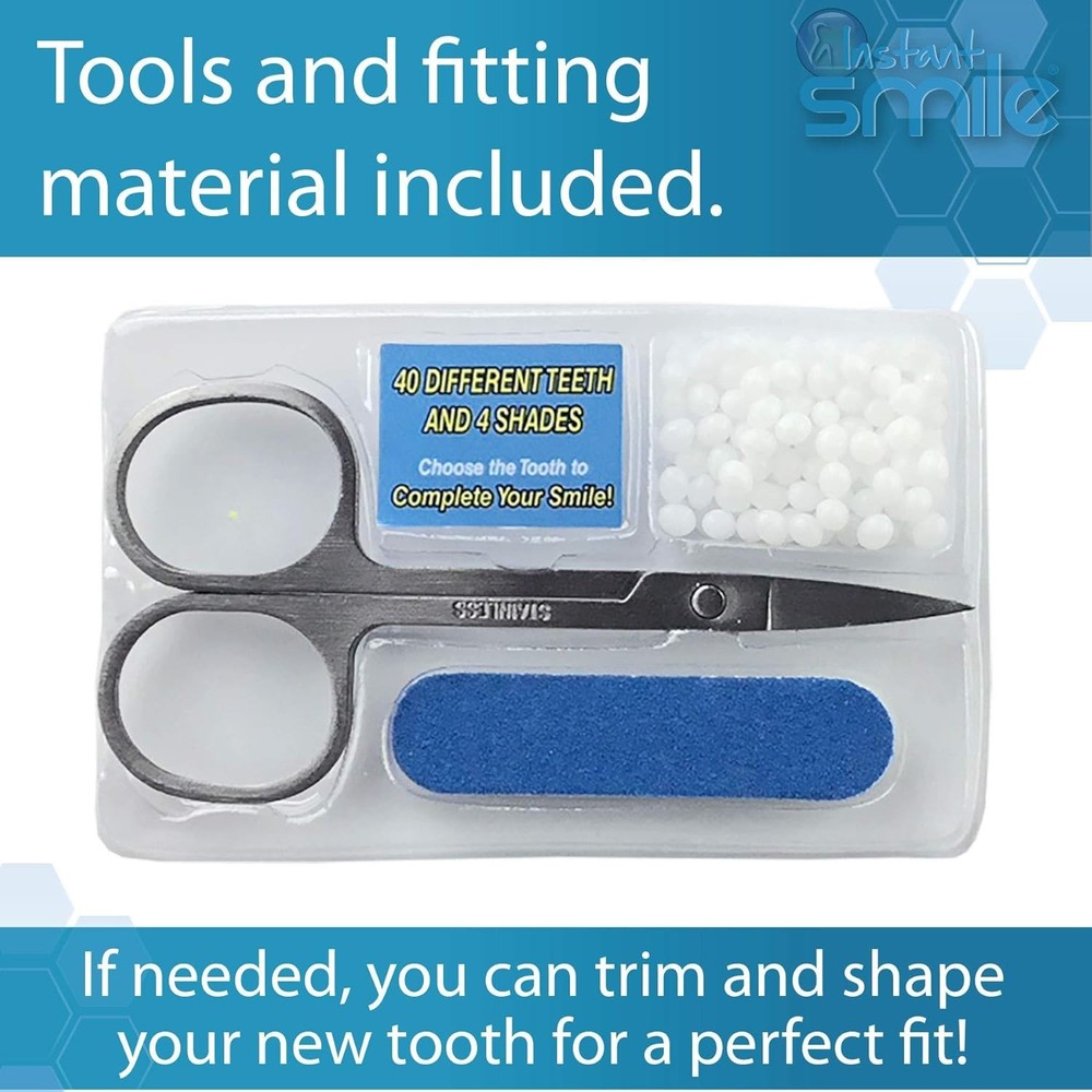 Realistic Tooth Replacement Kit for Missing Teeth with Shaping Tools Included