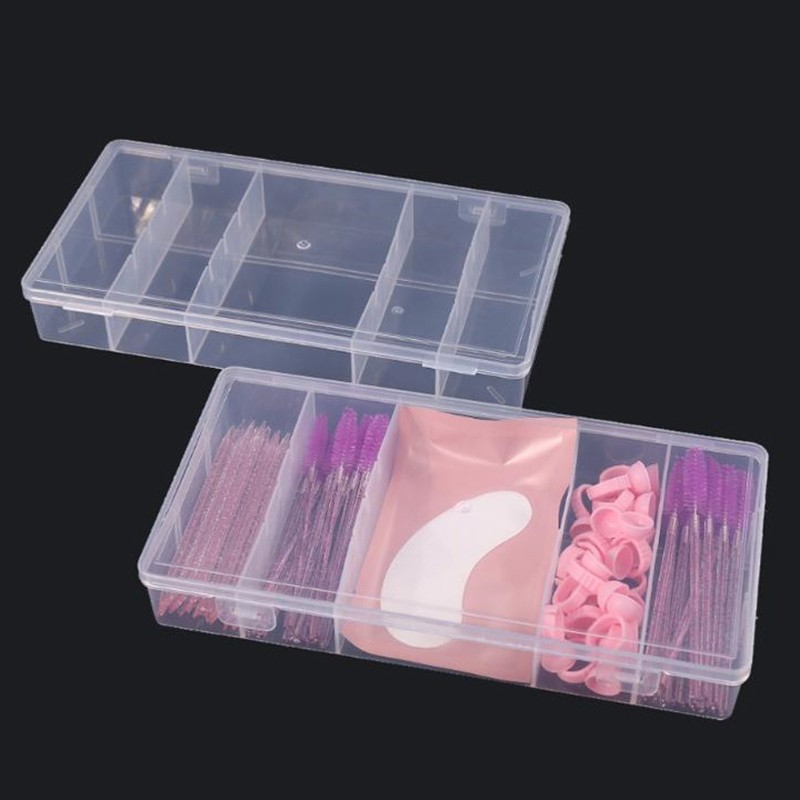 Rectangle Vertical 5 Grid Eyelash Extension Tool Storage Box With Cover