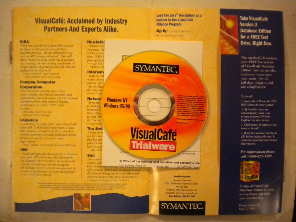 VISUAL CAFE DATABASE EDITION CD ROM (OLD STOCK FOR WIN 95/98/NT)