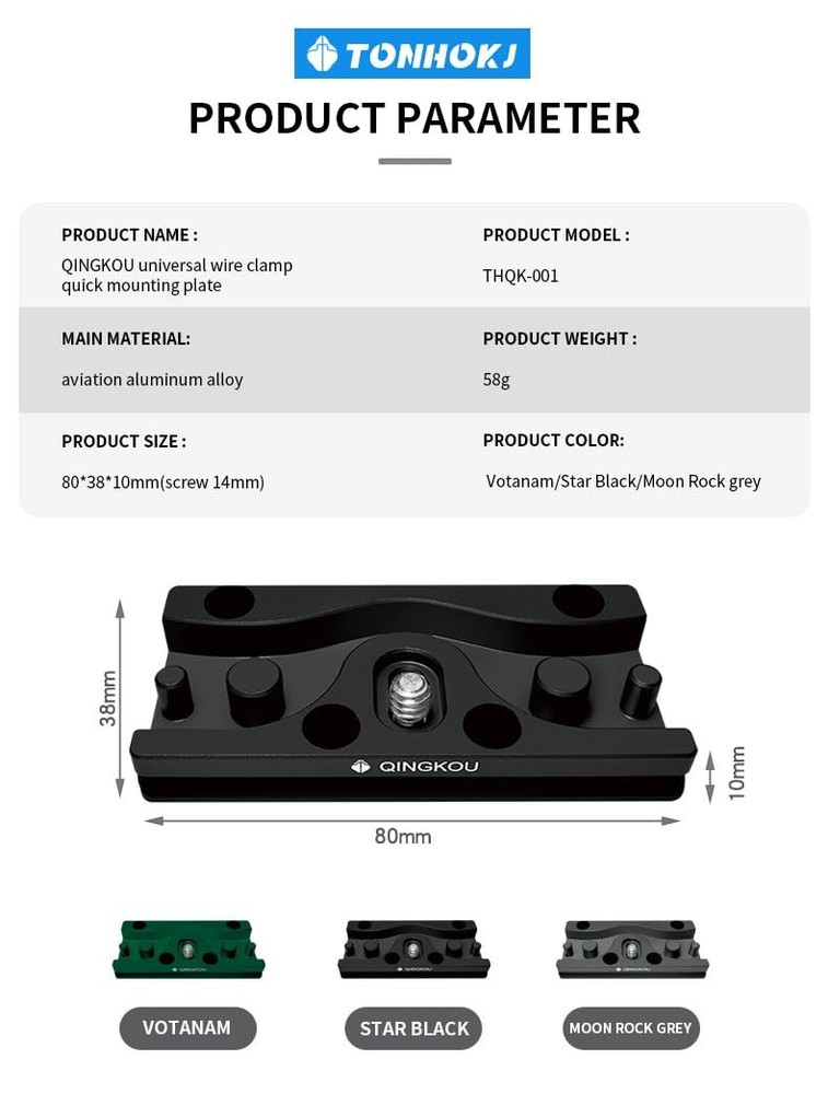 Camera Tether Cable Clamp Block Curve Tether with Arca Quick Release Plate Pr...