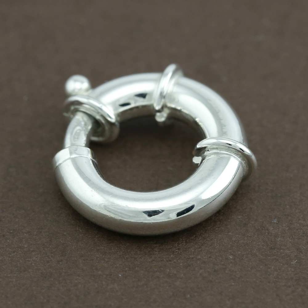 925 Solid Sterling Silver Large Bolt Ring 16mm Italy Made