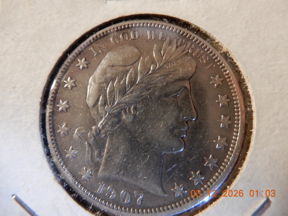 1907 O XF BARBER HALF DOLLAR