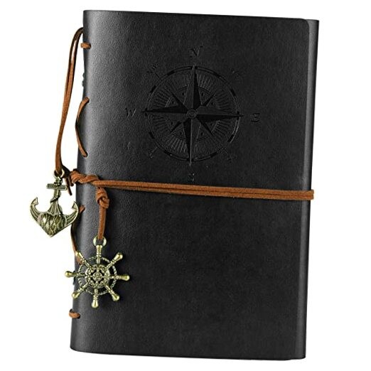 Leather Journal Notebook, Vintage Spiral Notebook Refillable Daily Black
