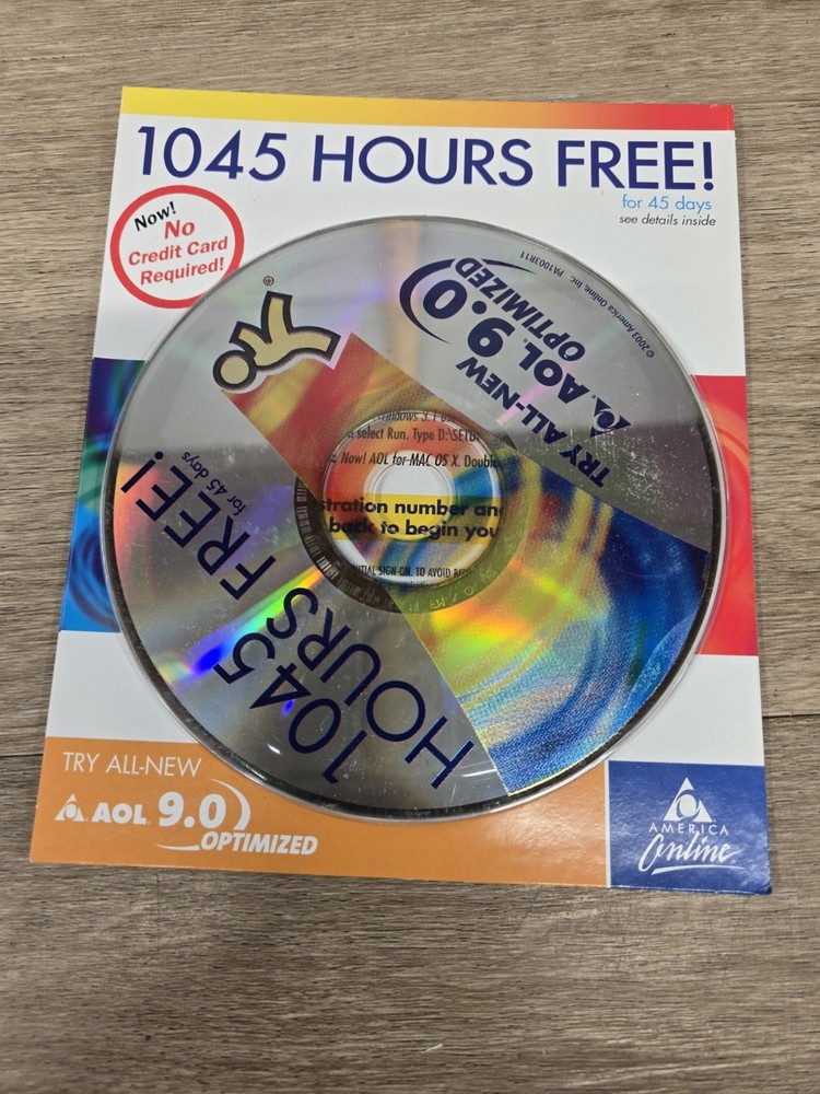 AOL 9.0 Optimized Disc CD Disk Vintage, Sealed, Collectible