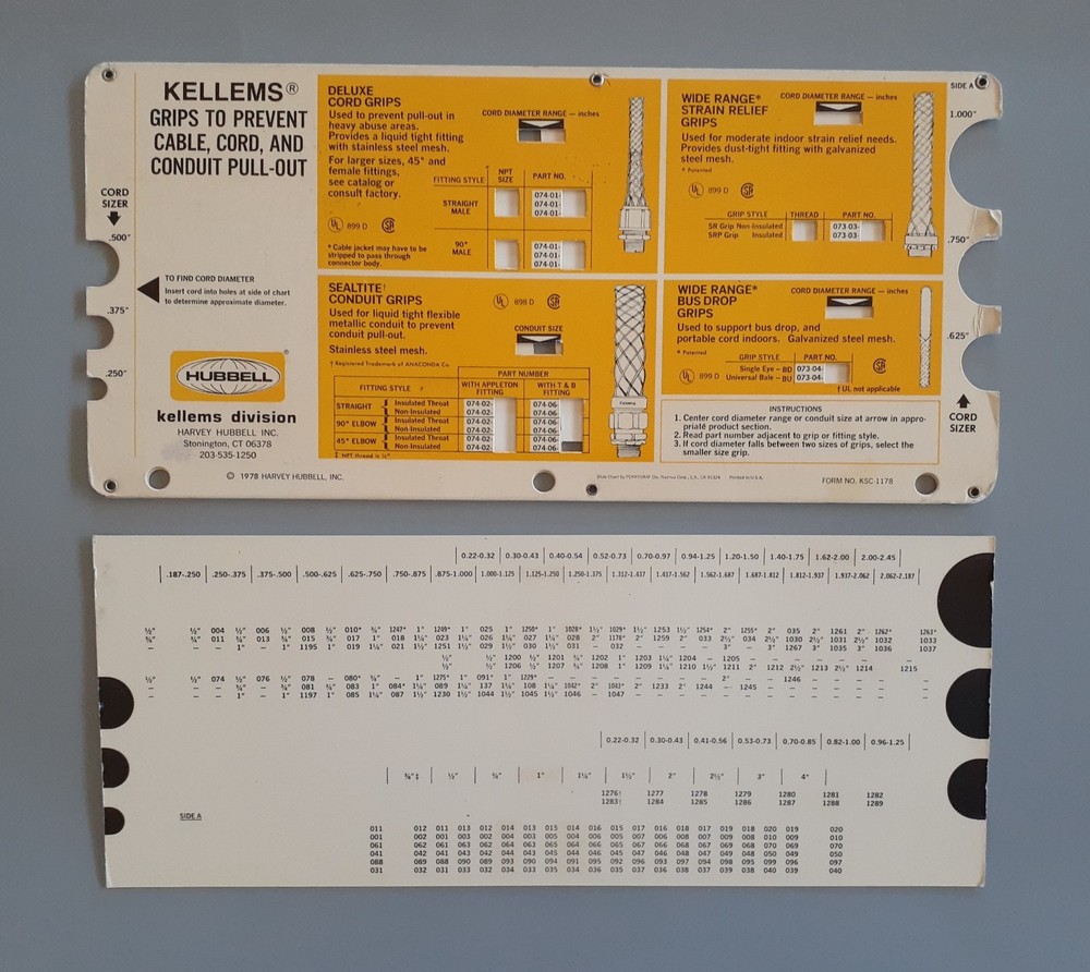 Vntg Paperboard KELLEMS PULLING & SUPPORT GRIP SELECTOR -Electrical Engineering