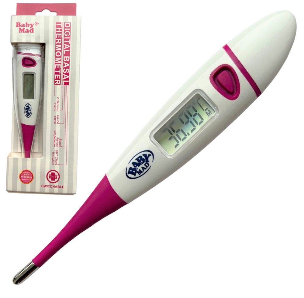 10 x OVULATION PREDICTOR TEST TESTS KIT & 1 x BASAL BBT THERMOMETER CHART + CASE