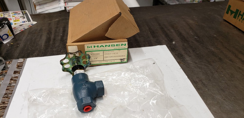Hansen AT038H 3/8" Angle Shutoff Valve Threaded Handwheel.   NEW