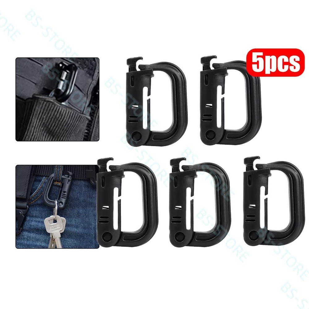 5Pcs Multipurpose DRing Grimloc Locking for Molle Webbing with Zippered Pouch