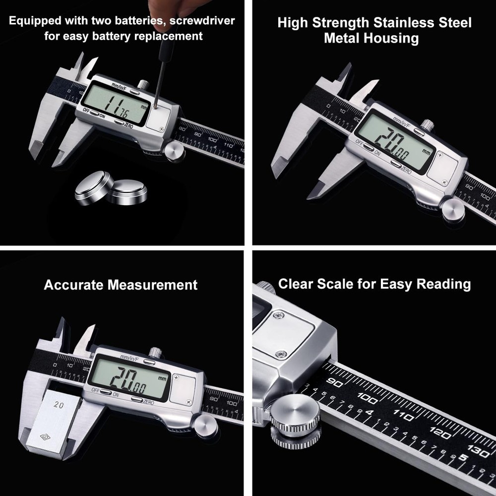 Digital Caliper, Caliper Measuring Tool, Micrometer Dial Vernier Caliper Digi...