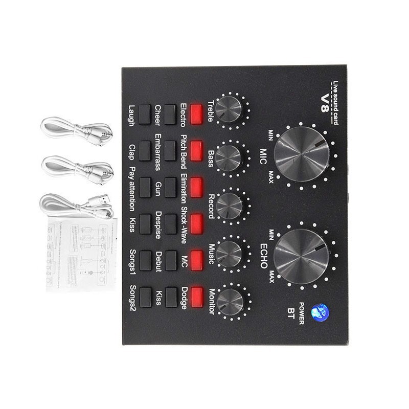 Convenient V8 Sound Card Set for Easy Storage Advanced Audio Technology