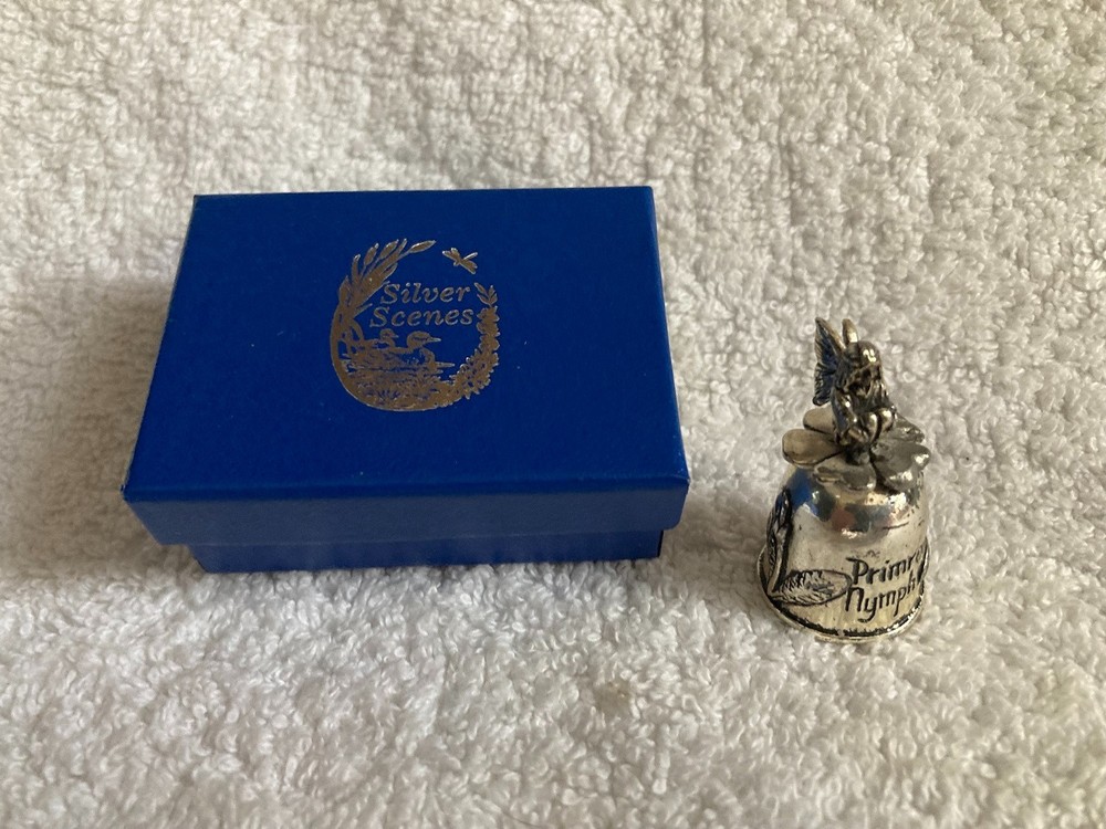 1994 Silver Scenes Ltd Silver Plated Thimble, April, Primrose Nymph