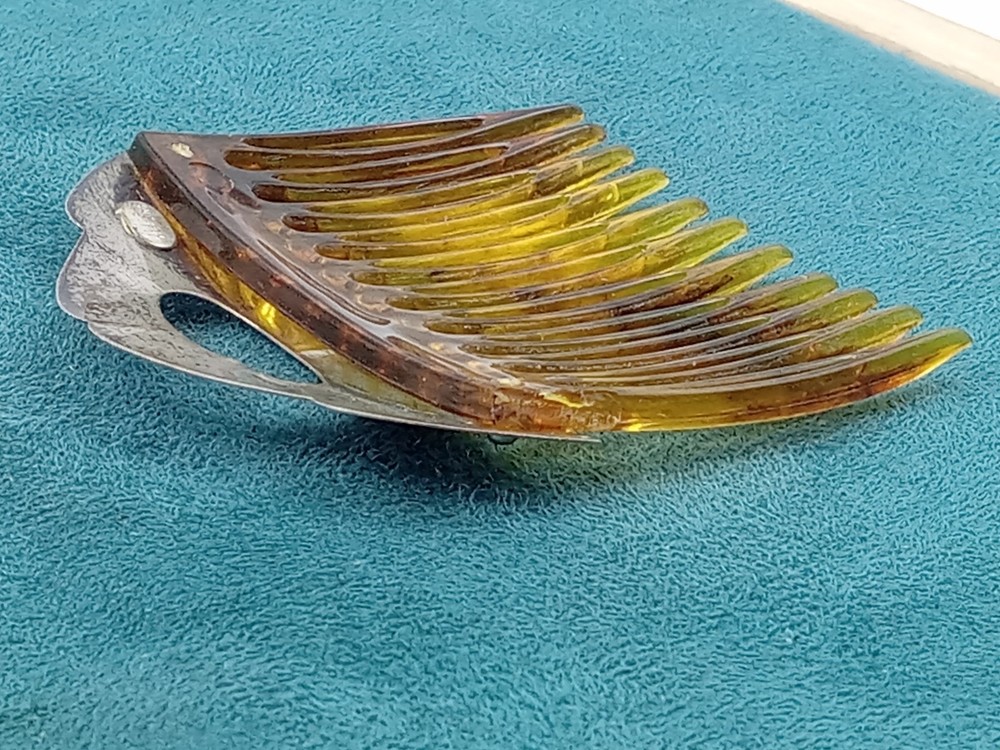 Interesting old Art Deco Sterling Silver Comb good condition