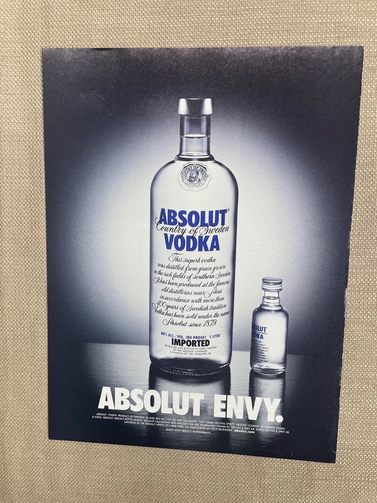 Absolut Vodka Absolut Envy Magazine Advertisement Ad