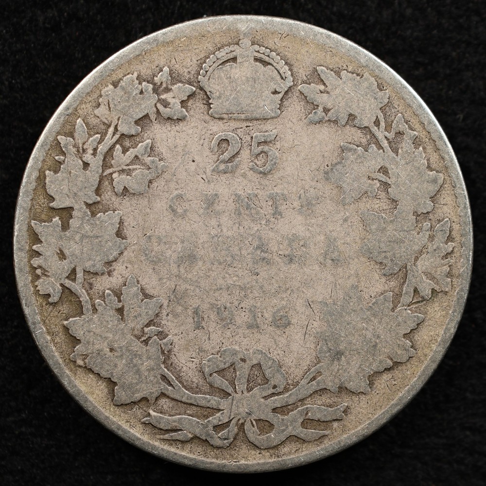 Canada 25 Cents 1916, Coin, Silver, Inv#G710