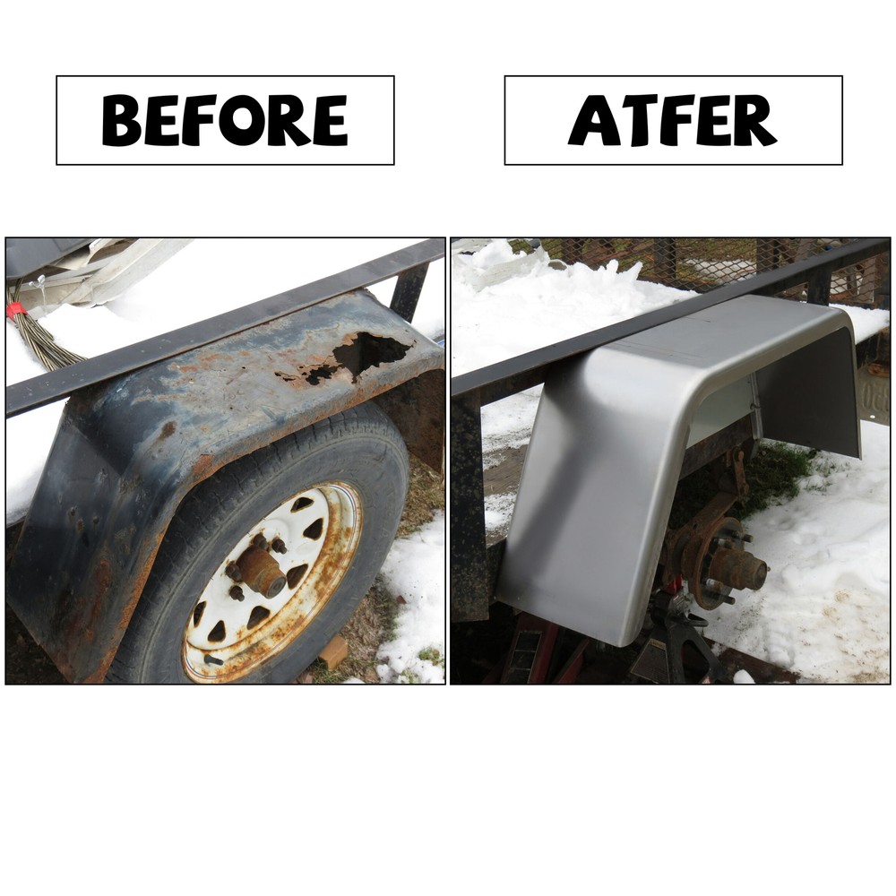 Set of 2 Square Steel Cargo Trailer Fenders Pair 14"-16" wheels 32" x 9" x 13"