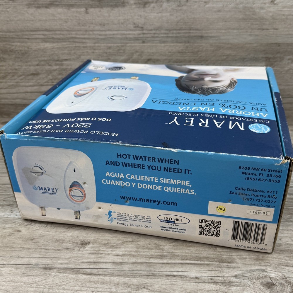 MAREY POWER PAK 220V 8.8KW Electric Indoor Tankless Water Heater 40ft Distance