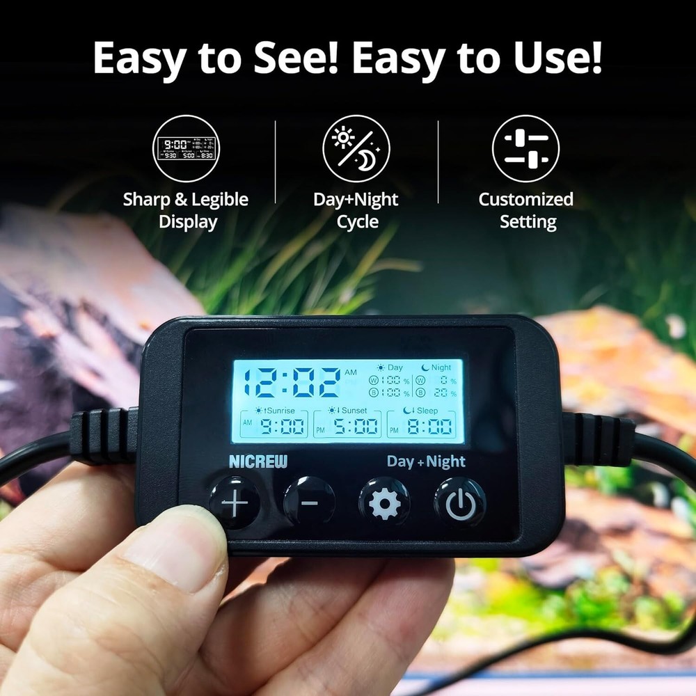 Aquarium LED Light 18"-24" Extendable Multicolor Day/Night Mode Dimmable, Timer