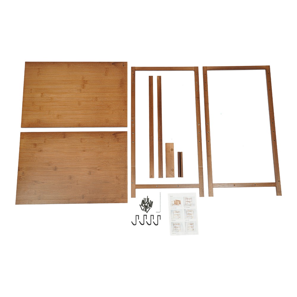 2 Tier 4 Hook Kitchen Storage Rack for Microwave Oven Stand Shelf Organizer