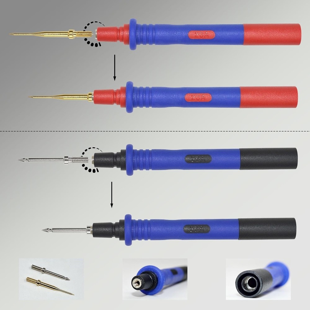 Professional Multimeter Leads Kit: Replaceable Probes & Silicone Safety, Set...