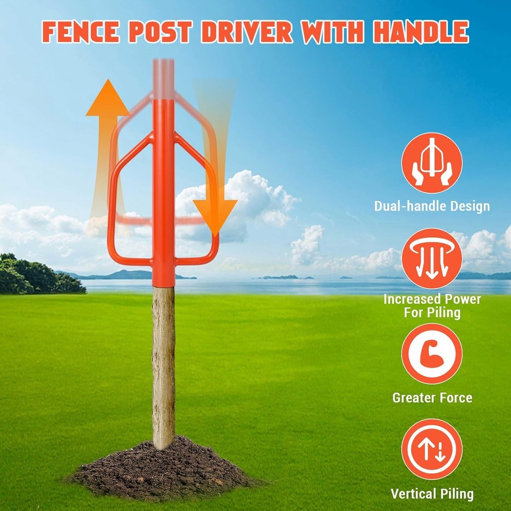 Fence Post Driver 18 LB T Post Driver with Handle Heavy Duty Hand Post Pounder