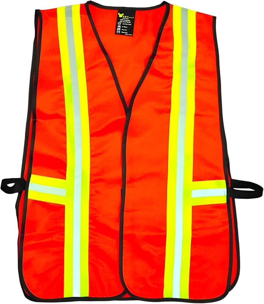 Multi-Function Pocket Reflective Safety Vest - ANSI Class II Certified Orange