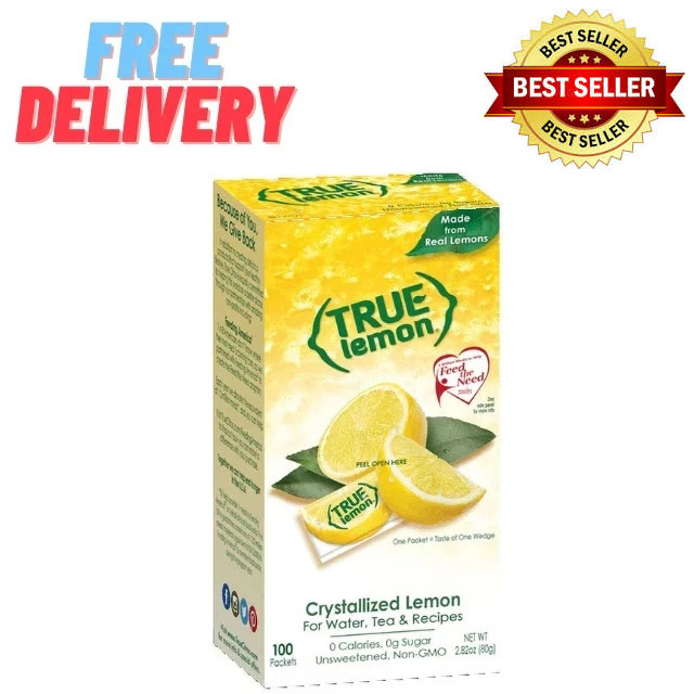 True Lemon Drink Mix, 2.82 Oz, Lemon, 100 Packets (Pack of 1)