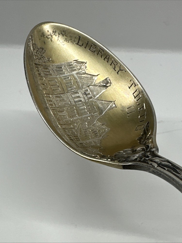 Sterling Silver Souvenir Spoon - Library Toledo Ohio- Engraved