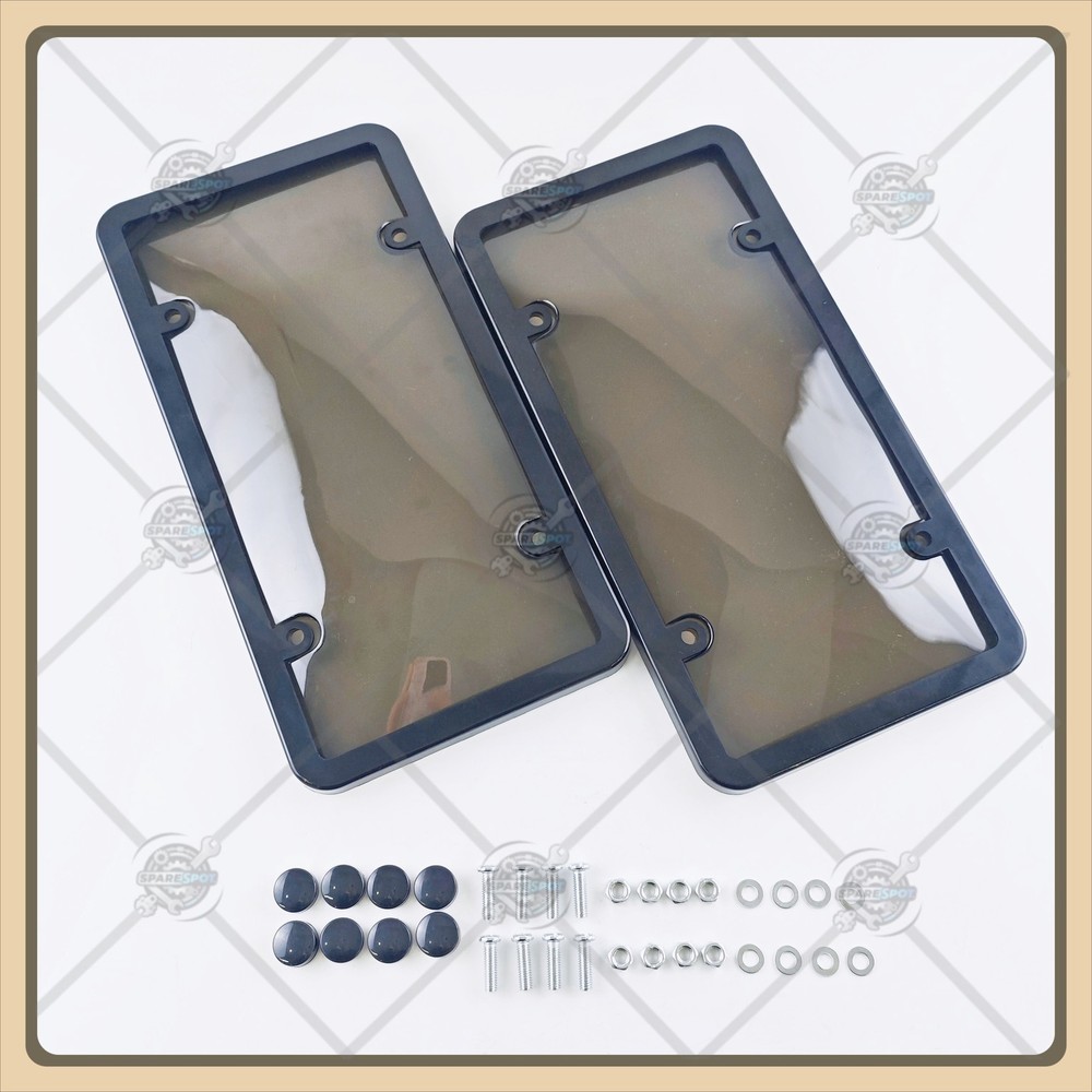 2X Unbreakable License Plate Covers+Frames Auto Tag Shield Protector Front Rear