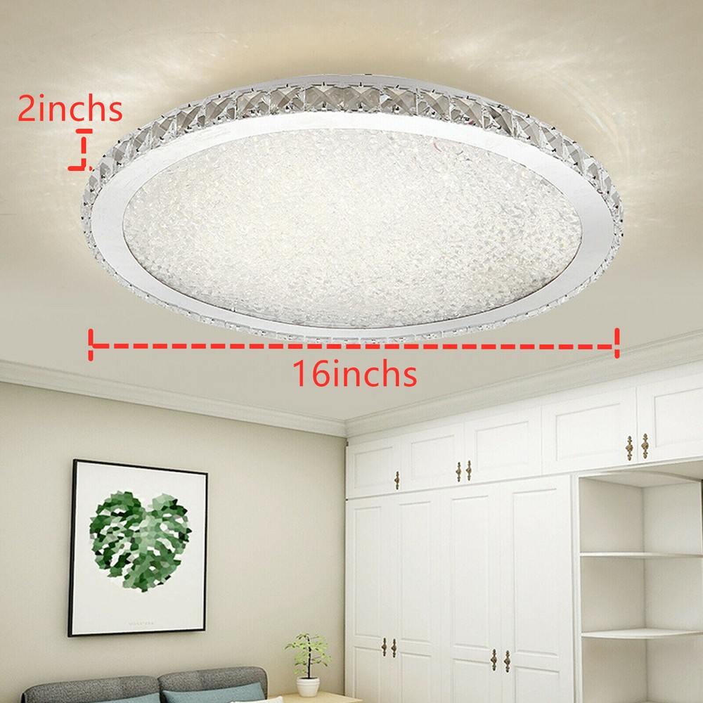 Modern Crystal LED Ceiling Light Fixture Pendant Lamp Flush Mount Chandelier 30W
