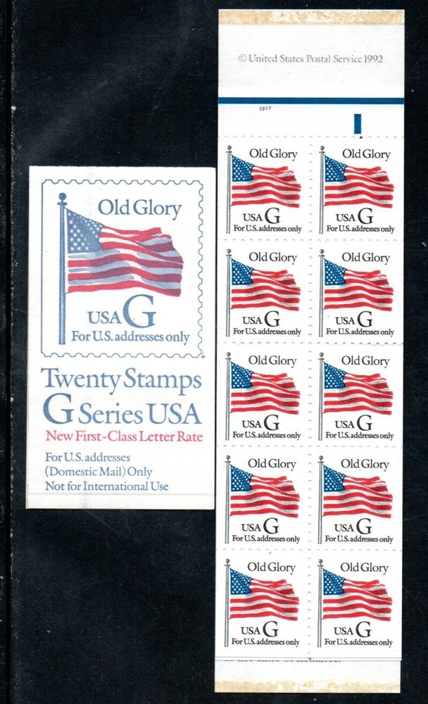 US Scott #BK221 Booklet, #2222 above upper left stamp