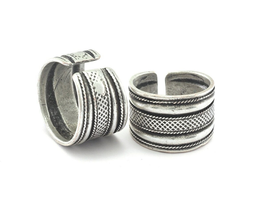 Adjustable Ring Antique Silver Plated brass (18mm 8US inner size) 2656