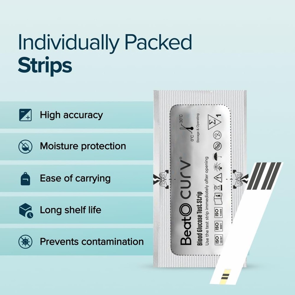 Blood Glucose Foil Test 50 Strips For Glucometer Machine ECs