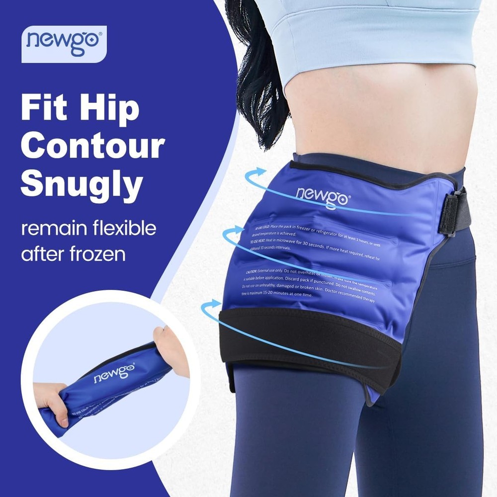 NEWGO Hip Ice Pack Wrap After Replacement Surgery, Gel Cold Therapy Blue