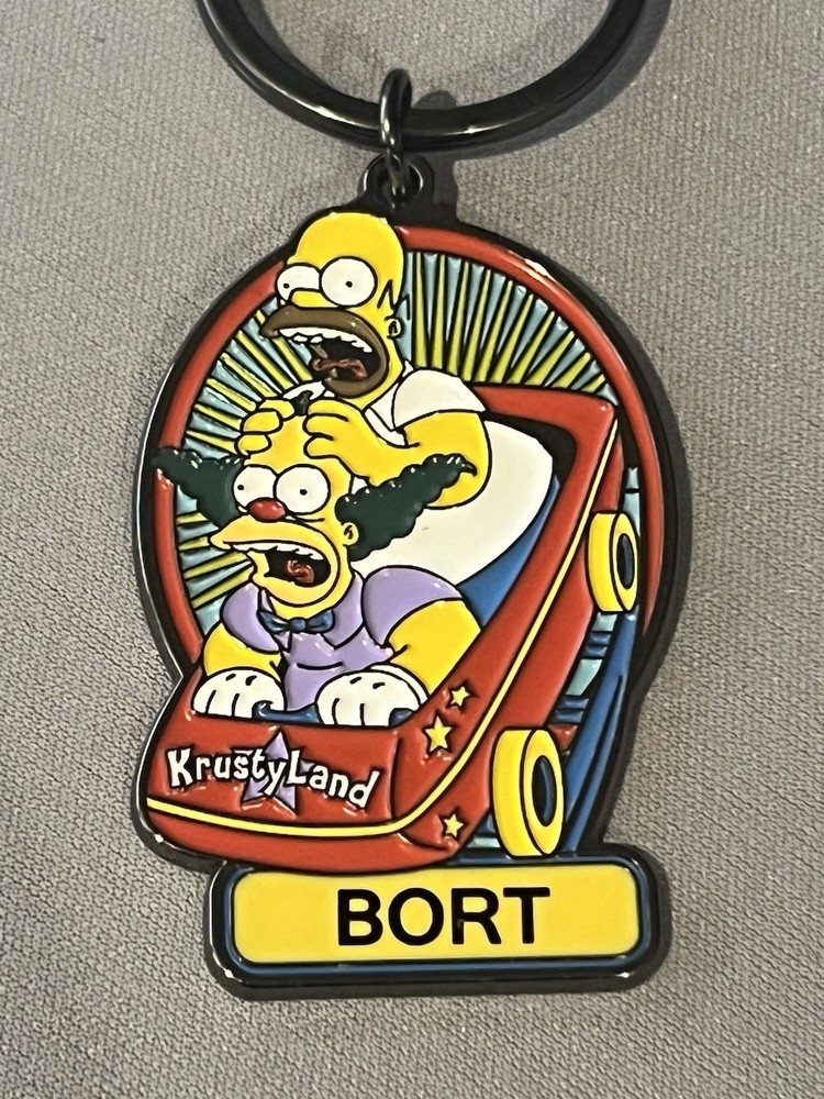 BORT Bart Krusty Clown Homer Simpson Krusty Land Universal Studios Keychain RARE