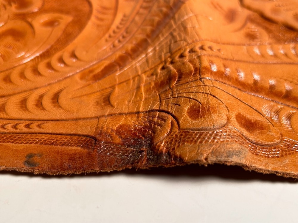 Hand Tooled Leather Craft Sampler. Unfinished Project with Skilled Details