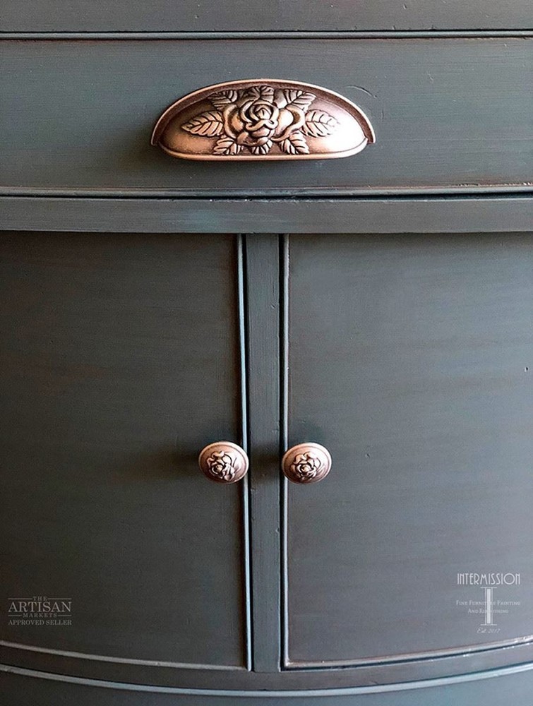 3-3/4" Old Rose Pattern Cup Pull Antique Pewter