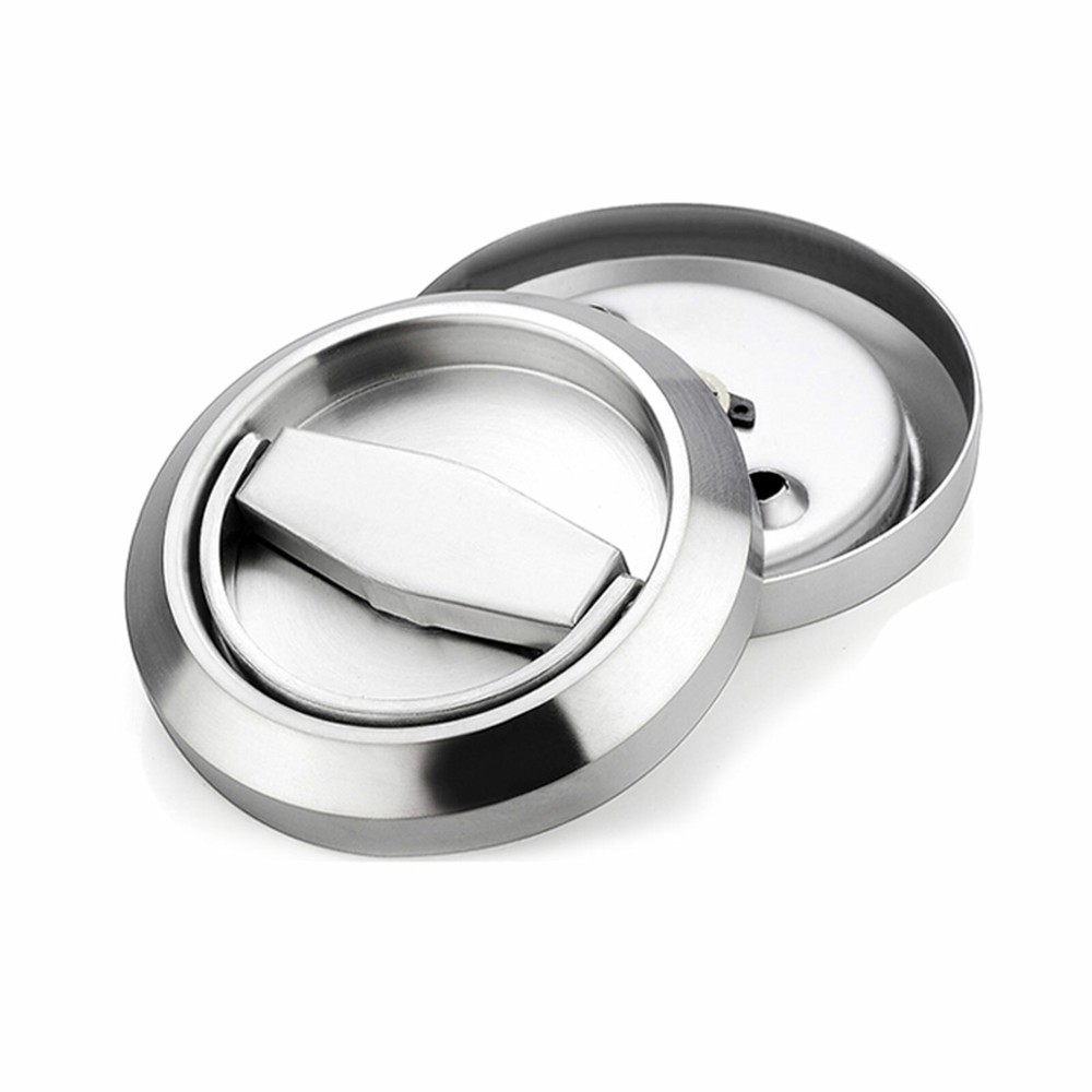 Stainless Steel 304 Round Recessed Door Lock Hidden Cup Pulls Knob Silver