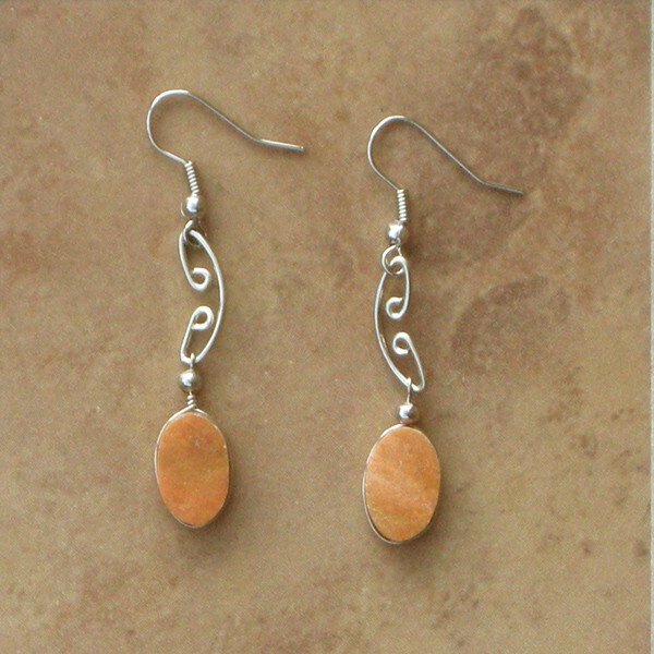 Handcrafted Orange Jasper Mini Oval Dangle Earrings Fair Trade